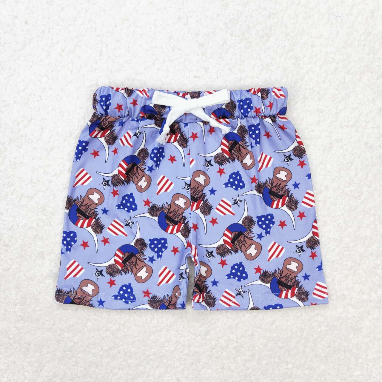 july of 4th flag Highlandcow print boy short