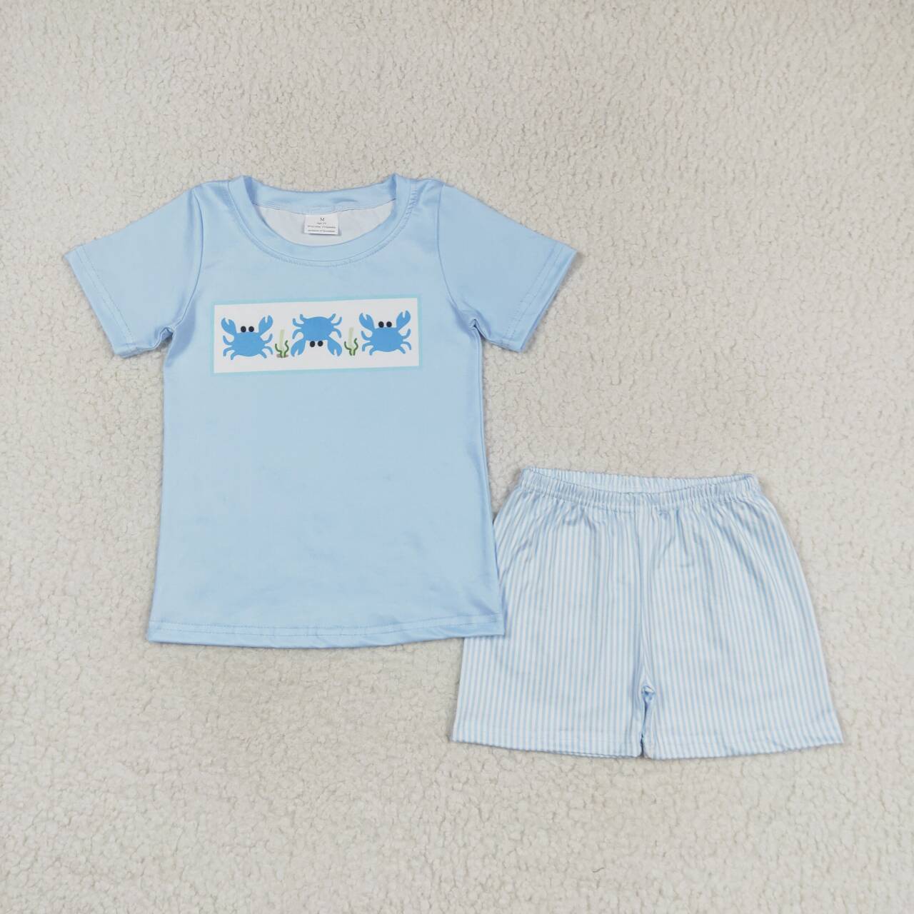 blue crab print Striep short sleeve set