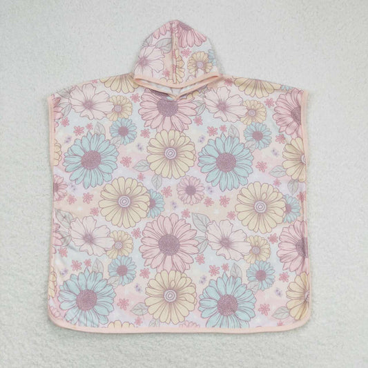 flower Print Hooded Towel for Kids Swimsuit Cover Up for Beach