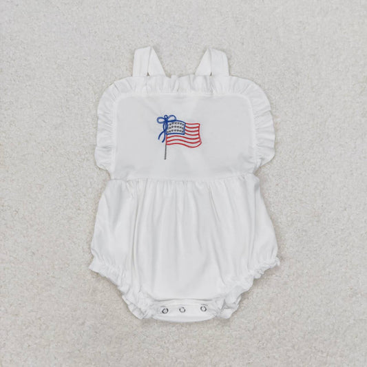 July of 4th flag embroidery Baby Romper