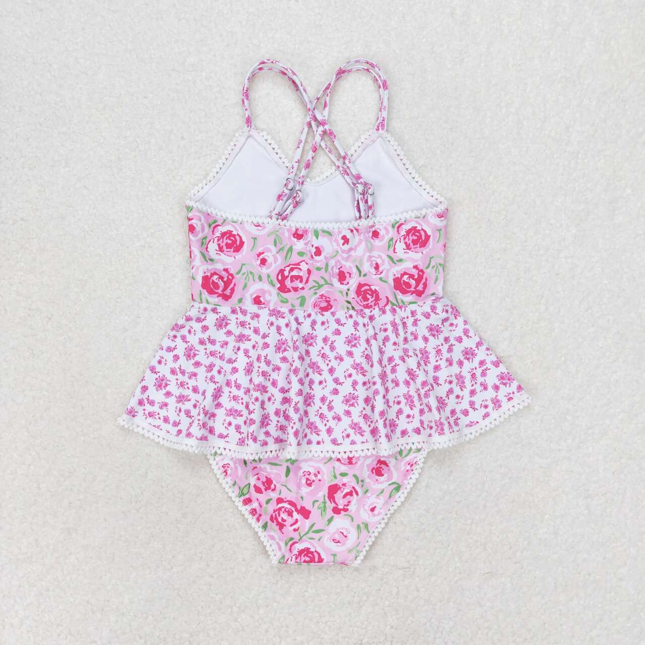 Pink flower one piece print Swimsuit