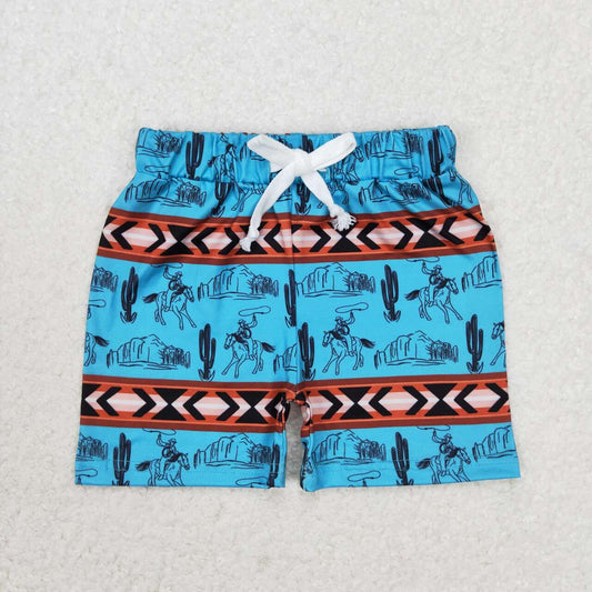 blue cactus Print Short