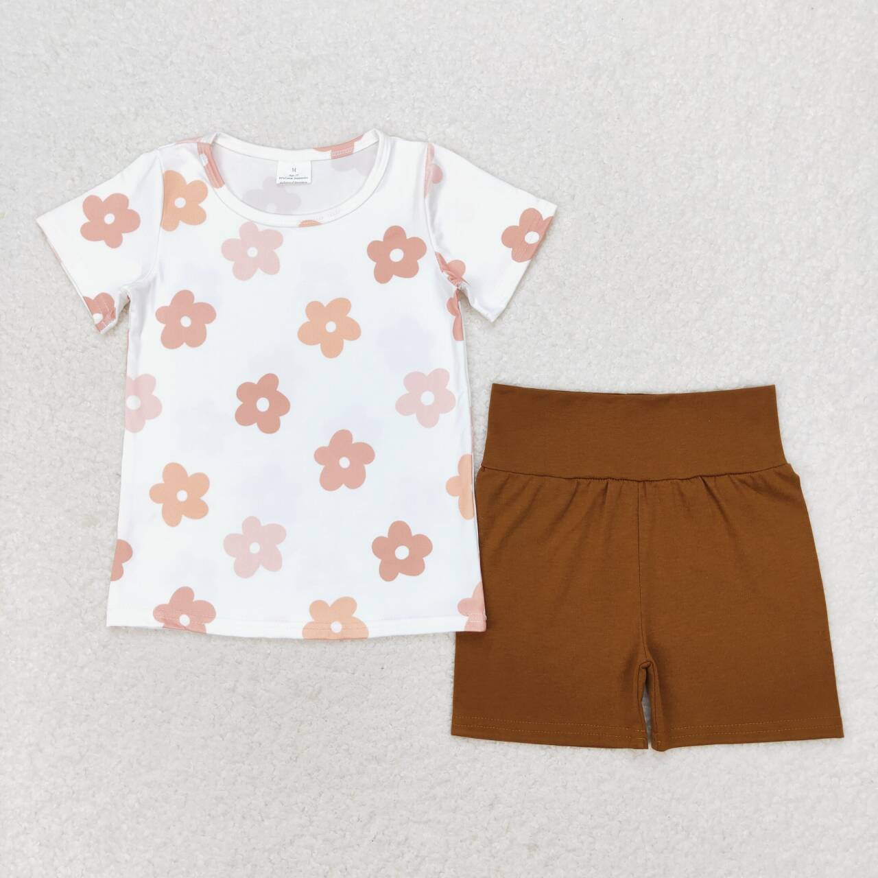 flower brown Print Summer Girls Set
