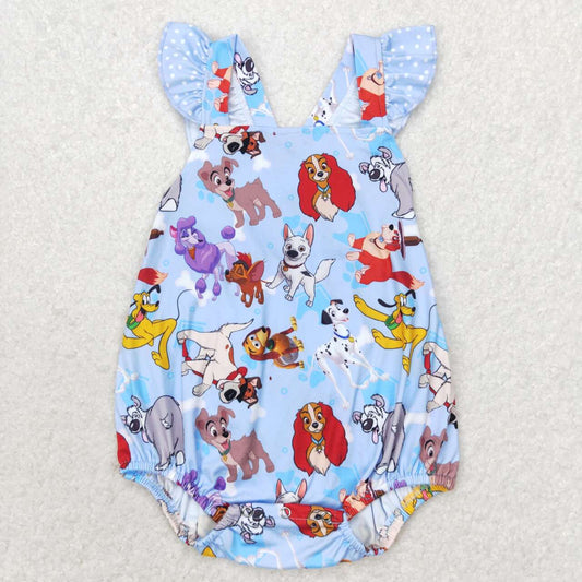 Blue dog Cartoon print Baby Romper