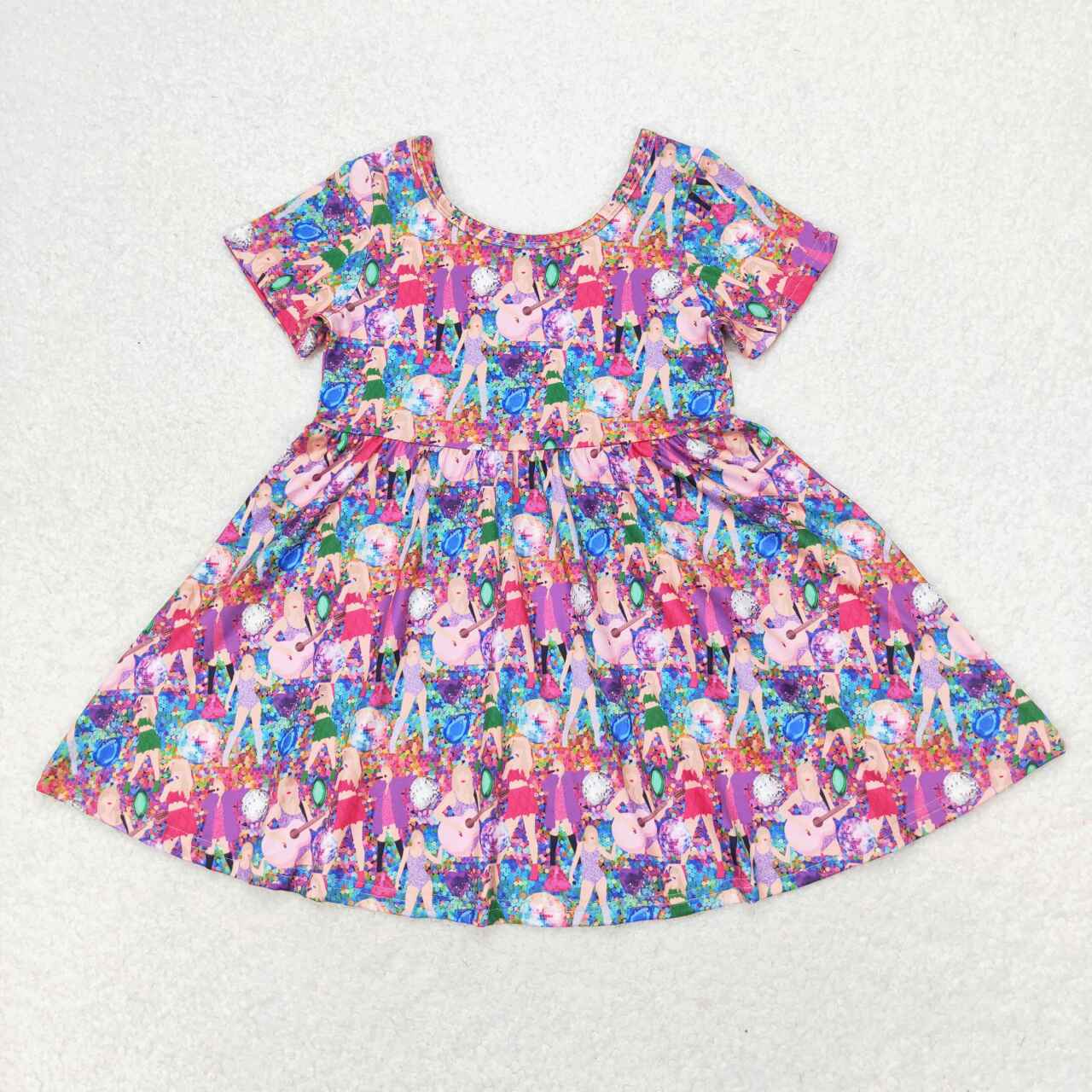 Purple Cartoon Girls Dress