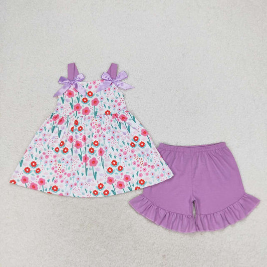 purple flower Summer Girls Set