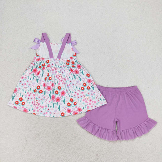 purple flower Summer Girls Set