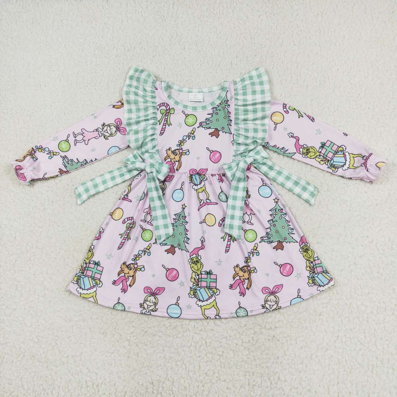 Christmas Pink Cartoon Girls dress