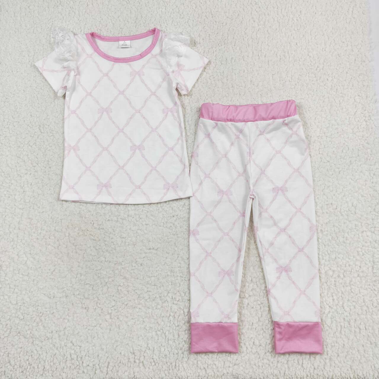 Pink Print Short Sleeve Ruffle Paj