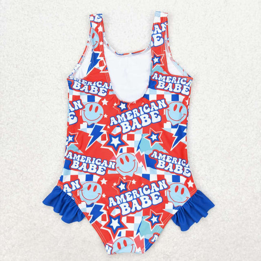 july of 4th american one pc Girls Summer Swimsuit