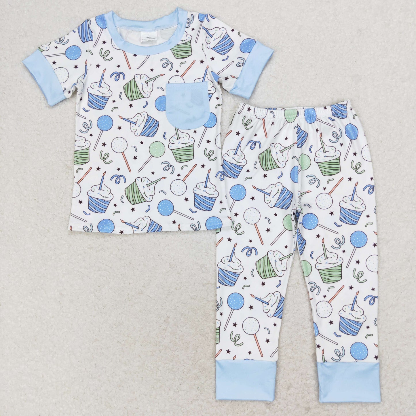 Birthday Cake Short Sleeve Long Pants Pajamas