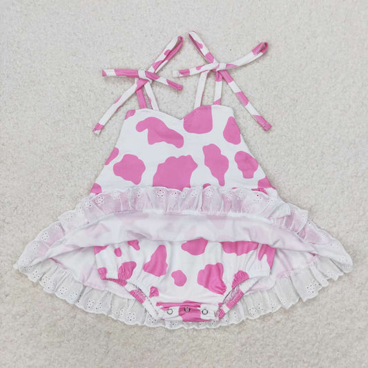 Pink cow Print Baby Romper