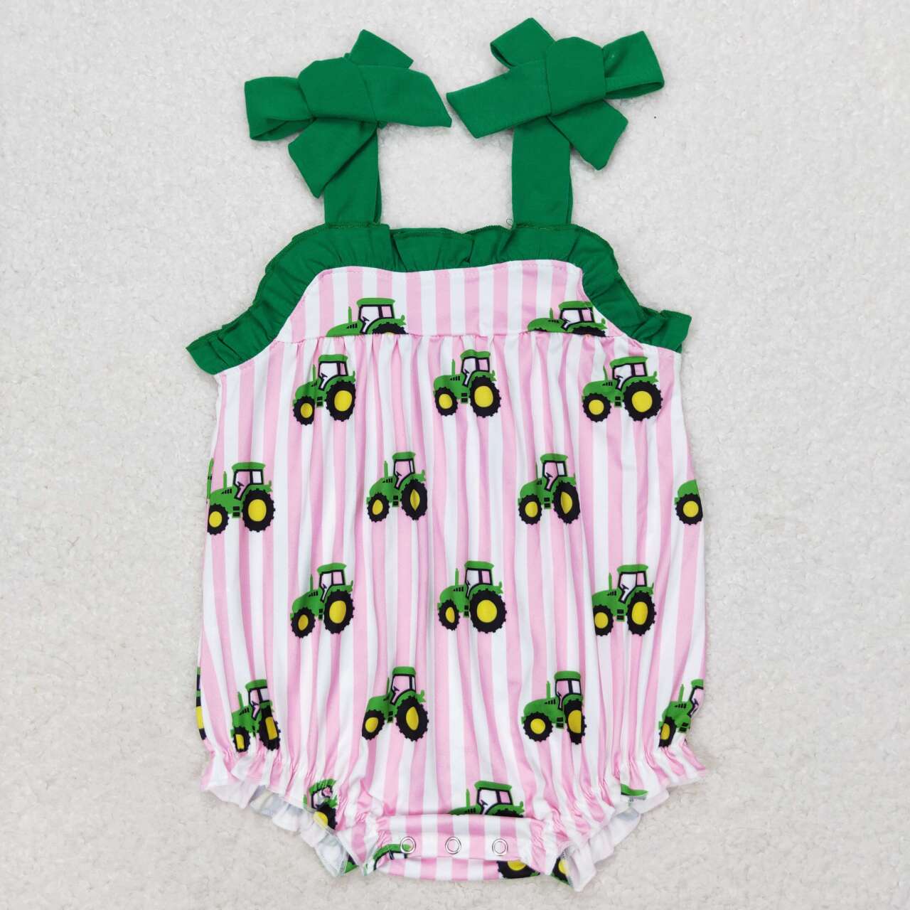 pink tractor Print Baby Romper