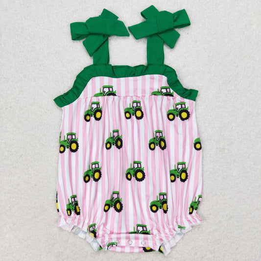 pink tractor Print Baby Romper