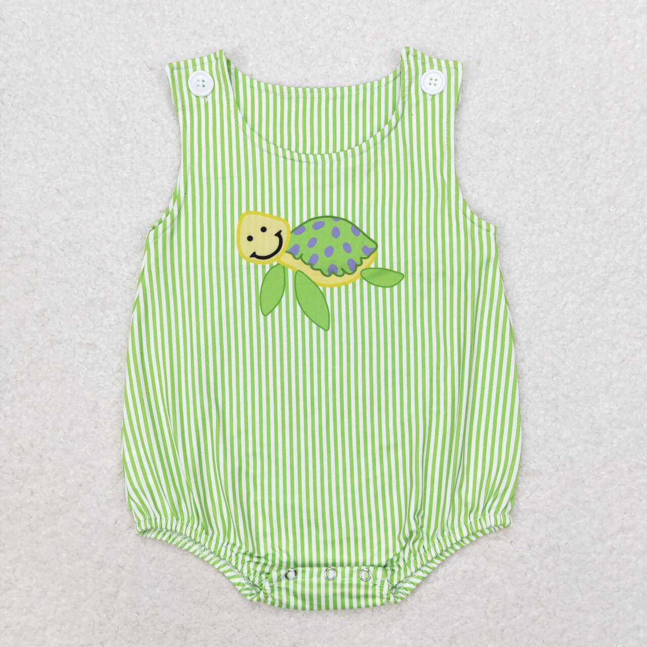 green striped turtle print Baby Romper
