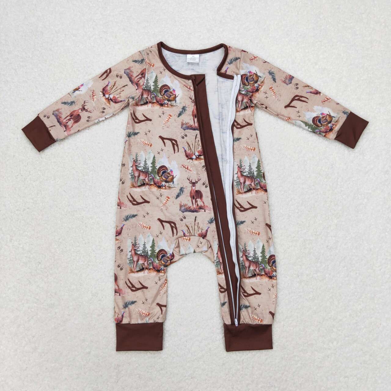 brown deer Baby Romper With zipper(