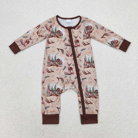 brown deer Baby Romper With zipperďź
