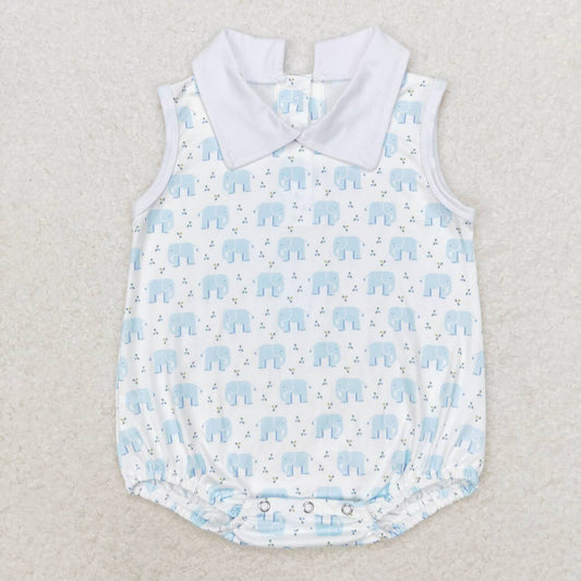 blue elephant Print Baby Romper