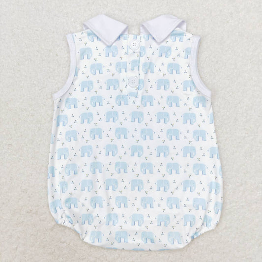 blue elephant Print Baby Romper