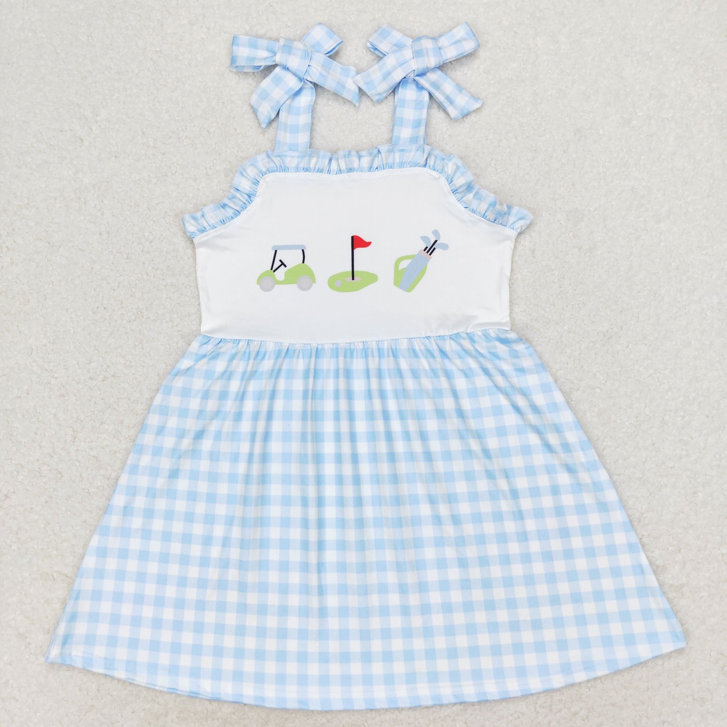 Blue Plaid golf print Girls Dress