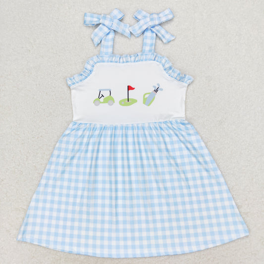 Blue Plaid golf print Girls Dress
