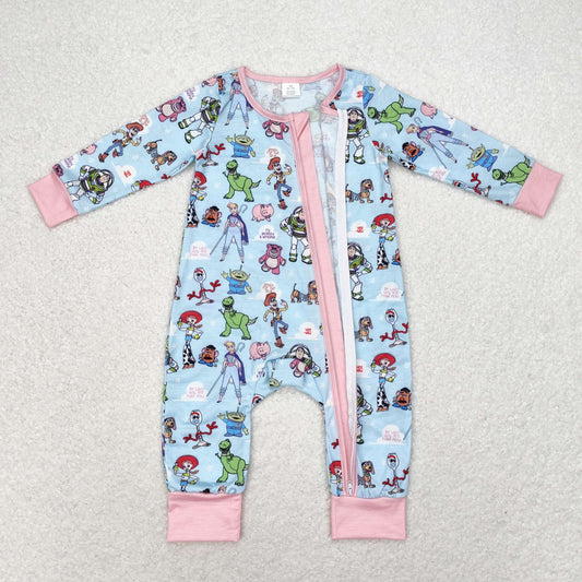 Blue Dinosaur Print Girls Baby Romper