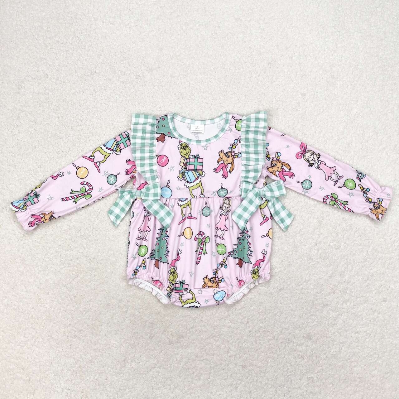 Christmas Pink Long Sleeve Baby Romper