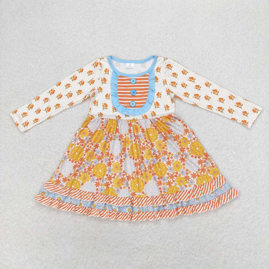 Fall Floral Print Long Sleeves Dress