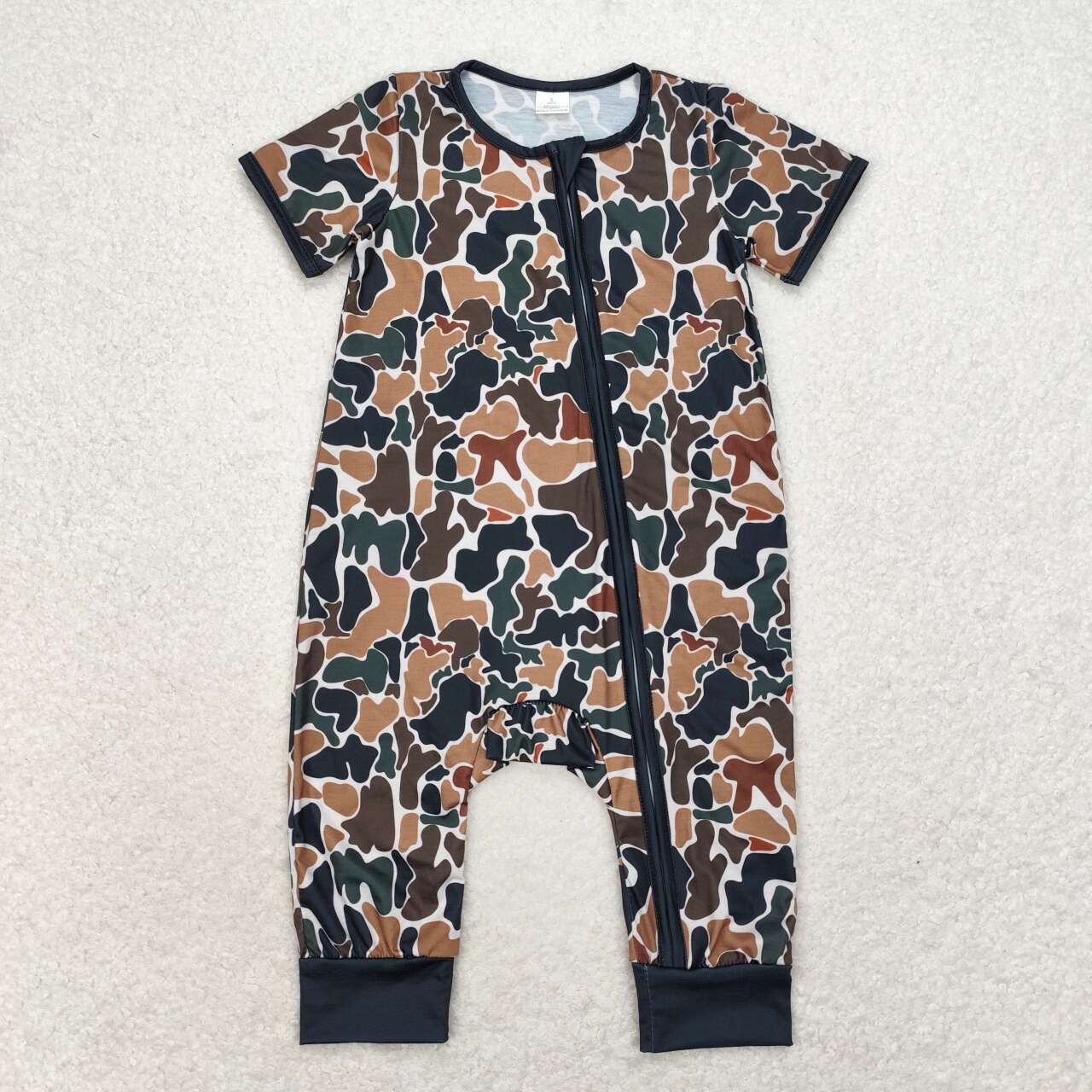 Brown Camo Print Girls Baby Romper