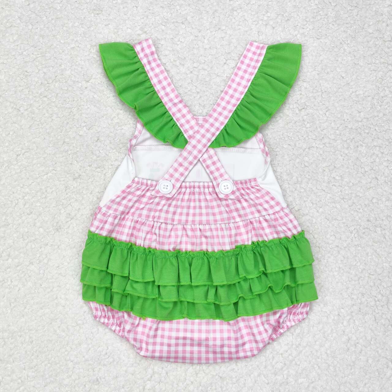 pink Plaid golf Baby romper