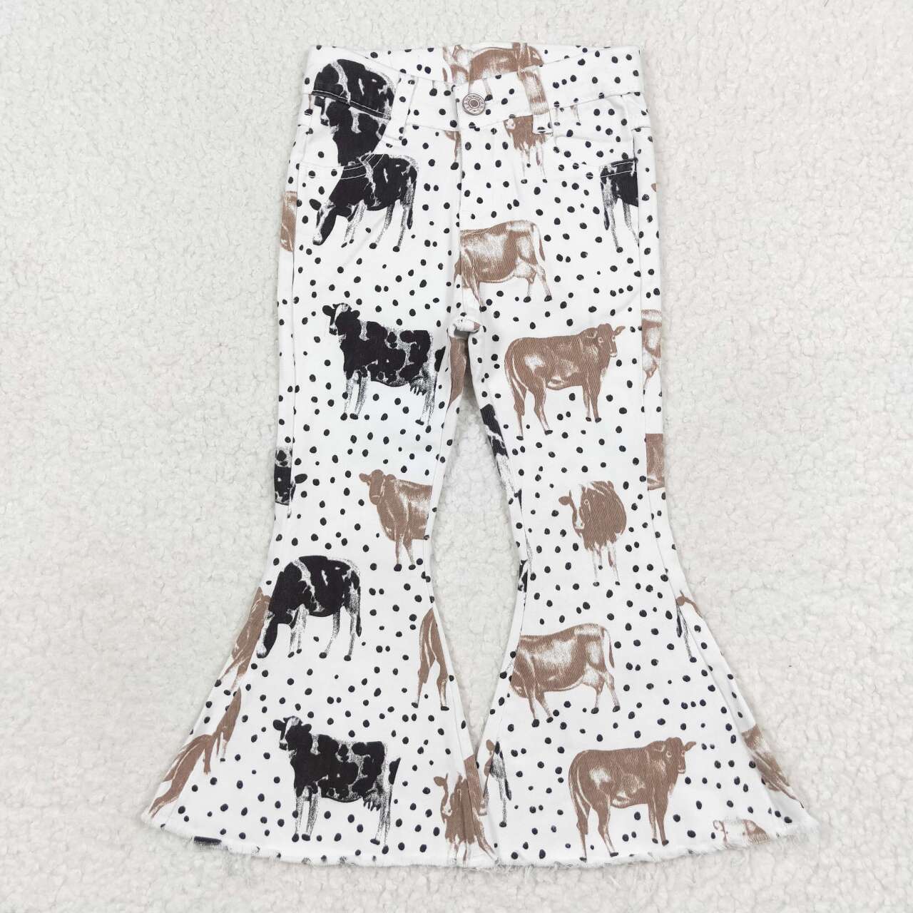 western Dots Cow pattern denim Bell Jeans