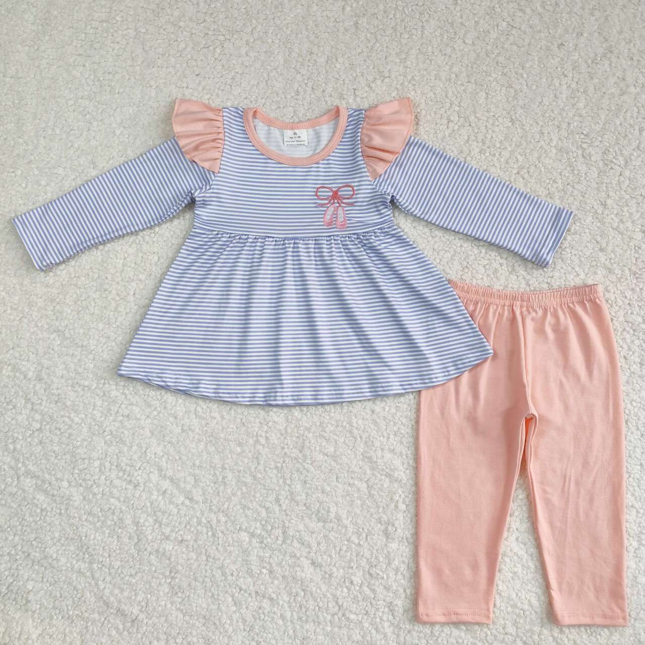 Fall Blue Stripe Print Long Sleeve Pants Set