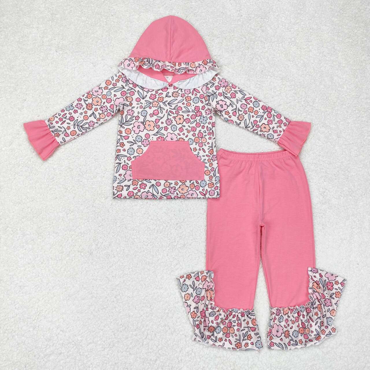 Pink floral Jogger Ruffle Outfit