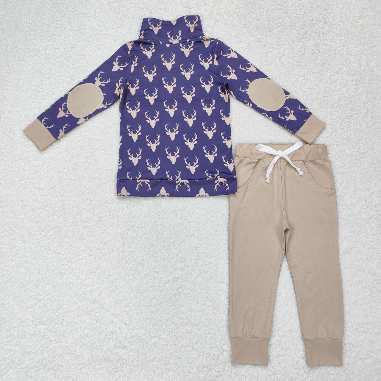 Christmas Deer Print Long Sleeve Pants Set