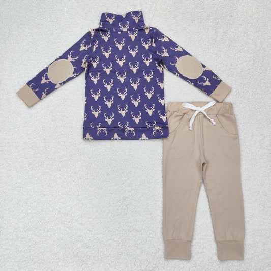 Christmas Deer Print Long Sleeve Pants Set