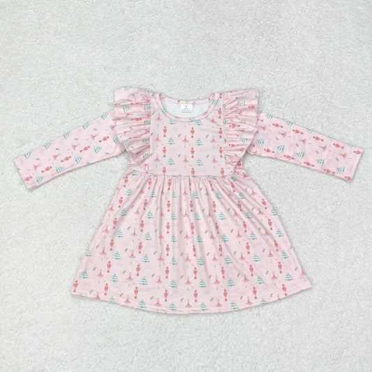 Christmas pink Long Sleeve Girls Dress