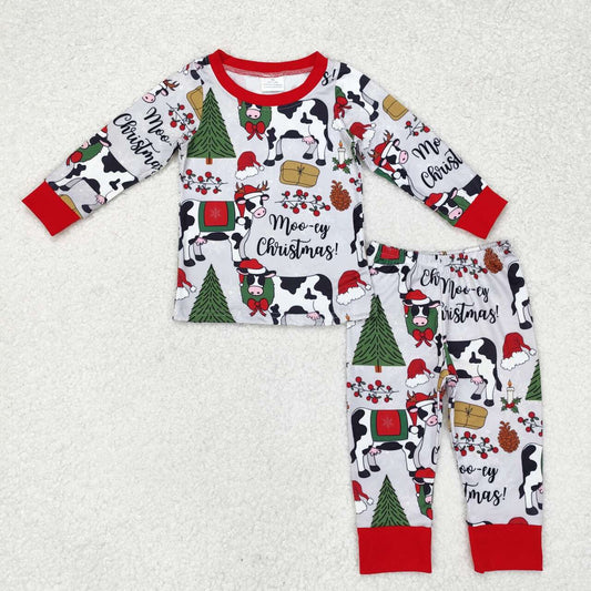 Christmas Tree Cow Long Sleeve Pants Pajamas