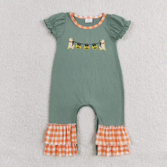 halloween Embroidery pumpkin Baby Romper