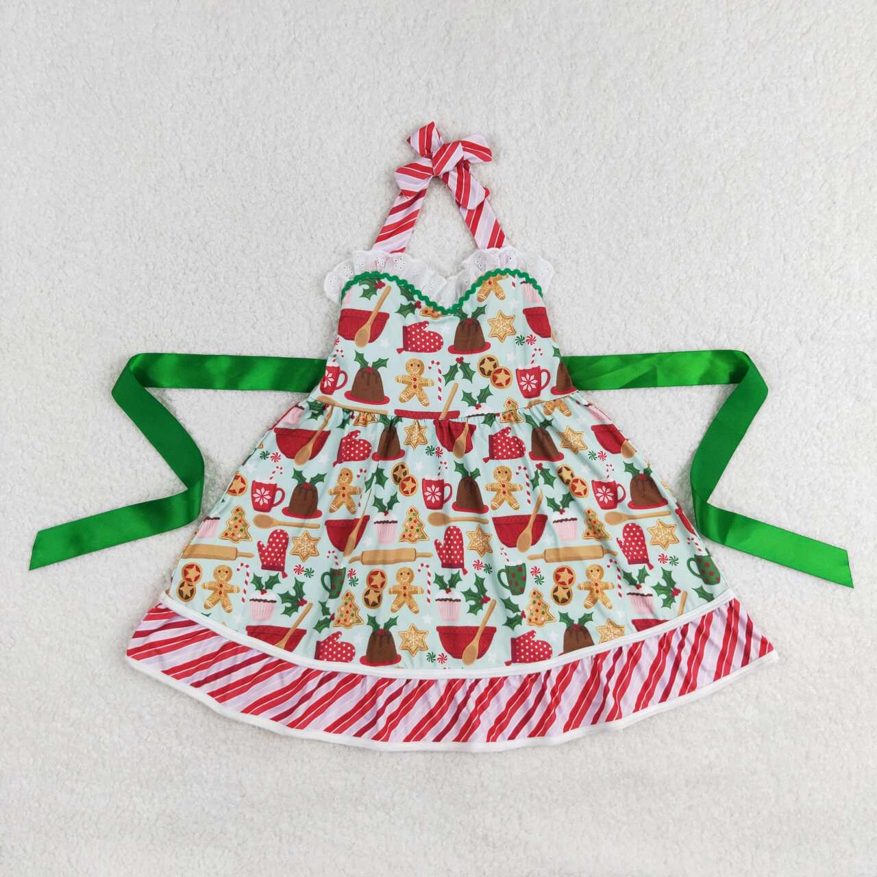 Christmas dress blue gingerbread Print short sleeve Dress