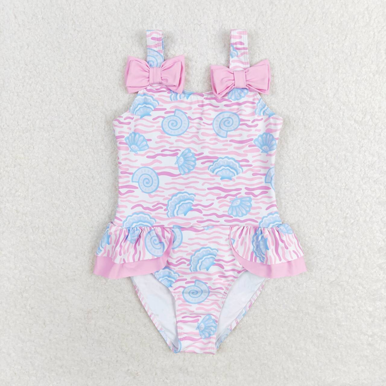 one piece Pink Baker print short sleeve Swimsuit