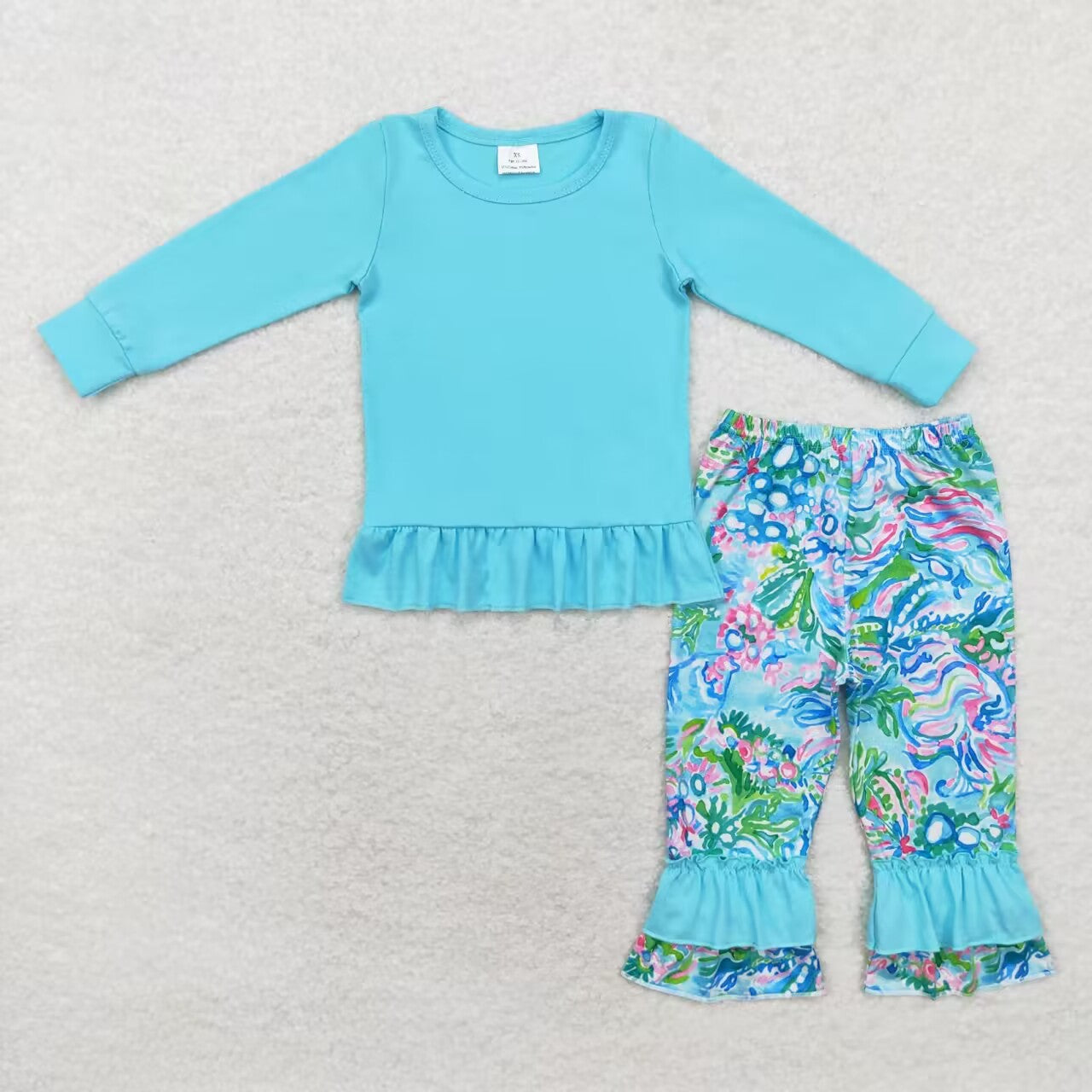 Fall Blue floral Girls Set