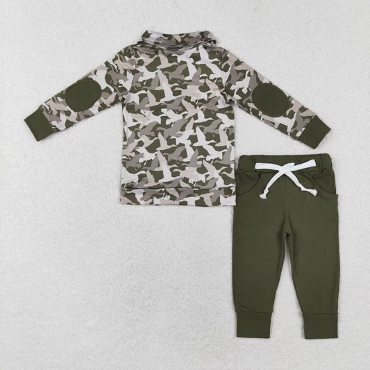 Green camo Print Long Sleeve Pants Set