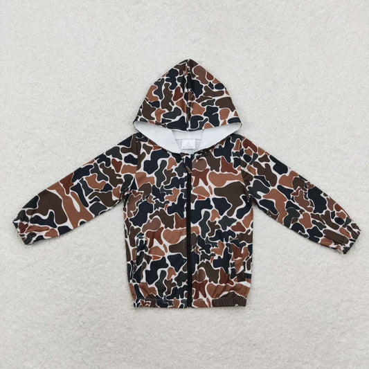 Brown Camo With Zipper Coat
