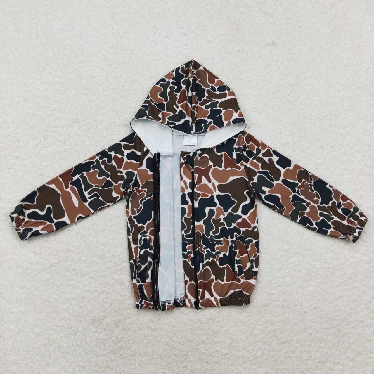 Brown Camo With Zipper Coat