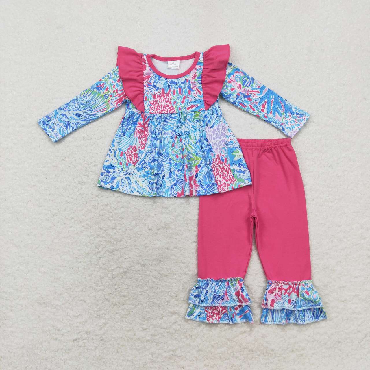Fall Blue floral leggings Pants Girls Set