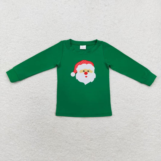 Christmas Green Embroidery Santa Long sleeve Shirt