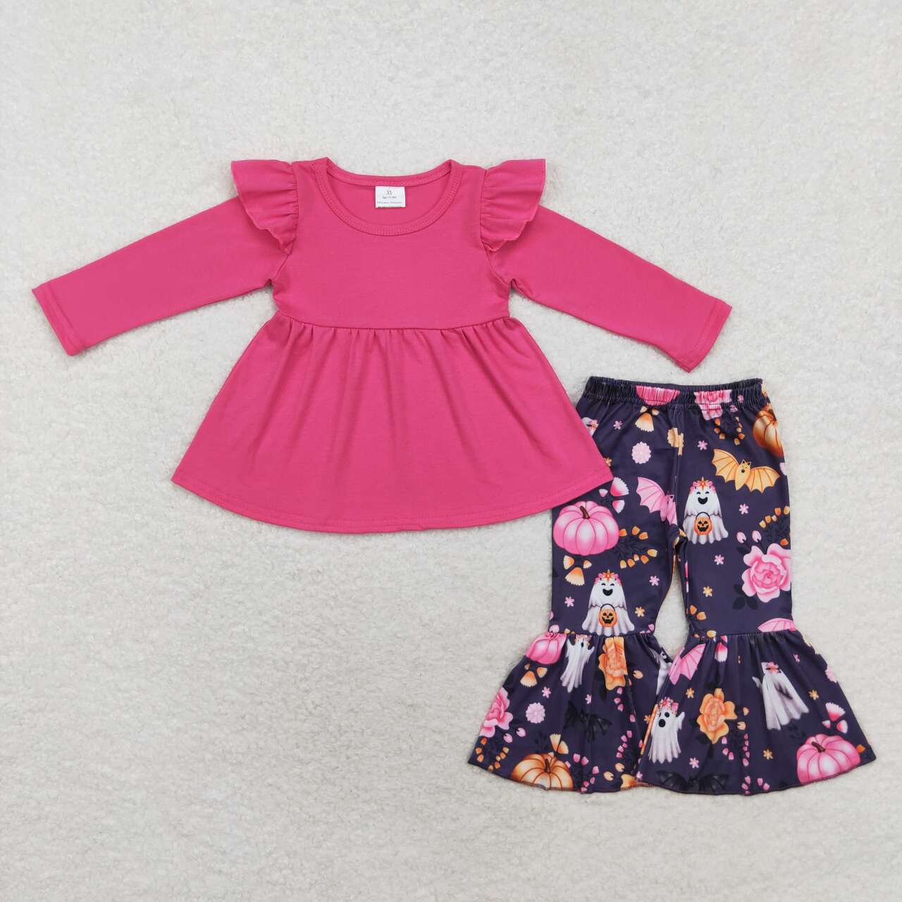 Halloween Hot Pink pumpkin Bell Pants Girls Set