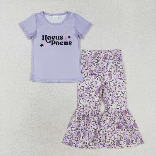Halloween purple Letter Bell Pants Girls Set