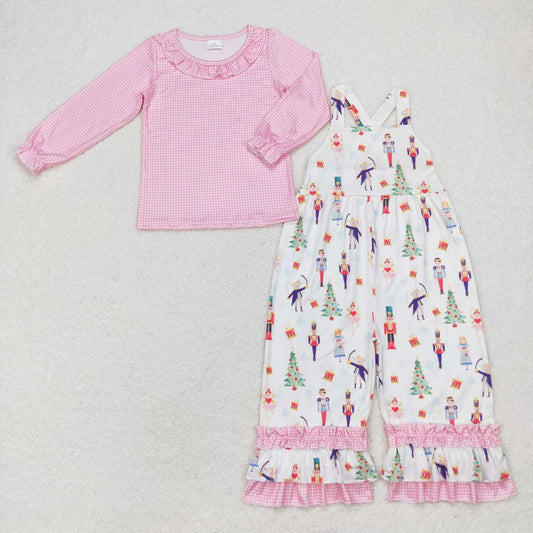 Christmas Pink Tree Girls Overall set