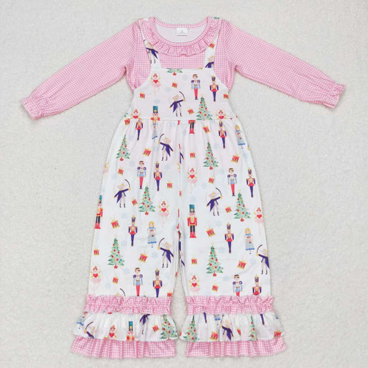 Christmas Pink Tree Girls Overall set